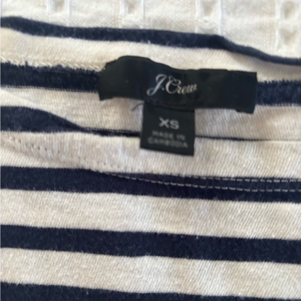 J. Crew Navy and White Striped 3/4 Sleeve Top Size XS - Picture 5 of 10